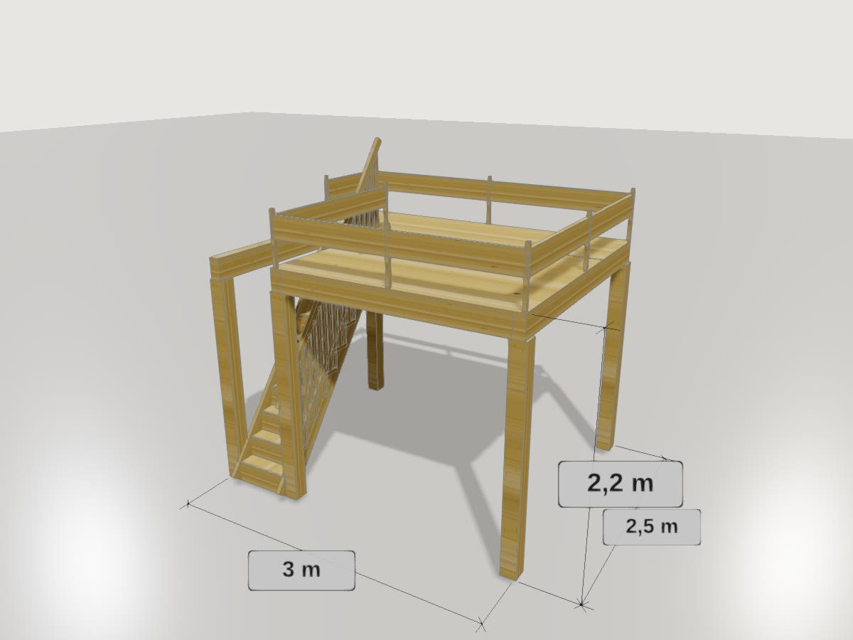 Hochebene im Konfigurator, mit Maßketten